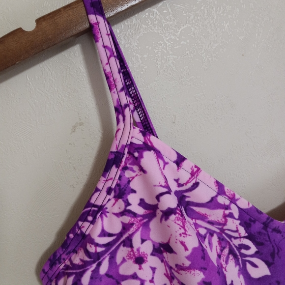Lands End 12 Underwire One Piece Swim Suit in Purple Tahitian Floral - Picture 5 of 7